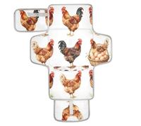 xigua Farm Roosters Hens Eggs Portable Diaper Changing Pad, Waterproof Baby Changing Mat with Storage Pocket & Built-in Pillow, Foldable Travel Pad, Newborn Gift Set for Boy Girl