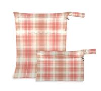 xigua Farmhouse Buffalo Check Wet Bag Nappy Bag,2 PCS Wet Dry Bag, Reusable Produce Bags,Waterproof Washable Hanging Large Two Zippered Pockets for Baby Diaper Travel Beach Pool Daycare Gym Bag485