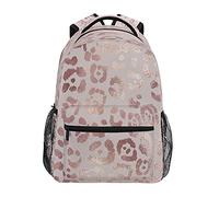 xigua Fashion Rose Gold Leopard Animal Print Backpack School bag for Women Men,Durable Lightweight Book Bag Laptop backpack Hiking Camping Daypack