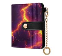 xigua Fire Lightning Wallet for Women, Small Slim PU Leather Credit Card Wallets RFID Blocking Bifold, Zipper Coin Pocket Purse