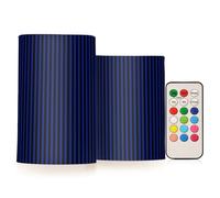 xigua Flameless Candles, Navy Black Stripes Flickering LED Candles,2 Pack Battery Operated Candle with 18-Key Remote or Wedding, Table, Halloween, Christmas Decor