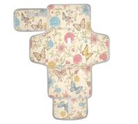 xigua Floral Butterfly Pattern Portable Diaper Changing Pad, Waterproof Baby Changing Mat with Storage Pocket & Built-in Pillow, Foldable Travel Pad, Newborn Gift Set for Boy Girl