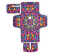 xigua Floral Mandala Boho Pattern Portable Diaper Changing Pad, Waterproof Baby Changing Mat with Storage Pocket & Built-in Pillow, Foldable Travel Pad, Newborn Gift Set for Boy Girl