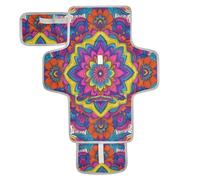 xigua Floral Mandala Boho Pattern Portable Diaper Changing Pad, Waterproof Baby Changing Mat with Storage Pocket & Built-in Pillow, Foldable Travel Pad, Newborn Gift Set for Boy Girl