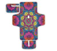 xigua Floral Mandala Boho Pattern Portable Diaper Changing Pad, Waterproof Baby Changing Mat with Storage Pocket & Built-in Pillow, Foldable Travel Pad, Newborn Gift Set for Boy Girl