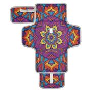 xigua Floral Mandala Boho Pattern Portable Diaper Changing Pad, Waterproof Baby Changing Mat with Storage Pocket & Built-in Pillow, Foldable Travel Pad, Newborn Gift Set for Boy Girl