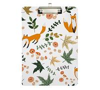 xigua Fox and Autumn Orange Maple Leaves Clipboard Cute Design Letter Size Clipboard A4 Standard Size 9 x 12.5 Inch with Low Profile Metal Clip for Students, Classroom, office, Women, Kids