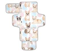 xigua French Bulldogs Portable Diaper Changing Pad, Waterproof Baby Changing Mat with Storage Pocket & Built-in Pillow, Foldable Travel Pad, Newborn Gift Set for Boy Girl