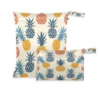 xigua Fresh Pineapple Wet Bag Nappy Bag,2 PCS Wet Dry Bag, Reusable Produce Bags,Waterproof Washable Hanging Large Two Zippered Pockets for Baby Diaper Travel Beach Pool Daycare Gym Bag275