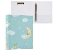 xigua Frogs Sitting on Moons 3 Ring Binders 1.5 Inch Round Rings Binder Clear Presentation View Holds 200 Sheets for Letter Binder Pouches Office Supplies-1Pack
