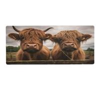 xigua Funny Scottish Highland Cattle Cows Large Gaming Mouse Pad with Non-Slip Base, Extended Mousepad with Stitched Edges, Waterproof Desk Mat Keyboard Pad for Gamer, Desktop, Office & Home