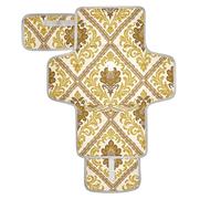 xigua Golden Damask Pattern Portable Diaper Changing Pad, Waterproof Baby Changing Mat with Storage Pocket & Built-in Pillow, Foldable Travel Pad, Newborn Gift Set for Boy Girl
