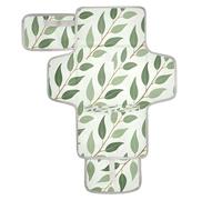 xigua Green Leaves Branches Portable Diaper Changing Pad, Waterproof Baby Changing Mat with Storage Pocket & Built-in Pillow, Foldable Travel Pad, Newborn Gift Set for Boy Girl