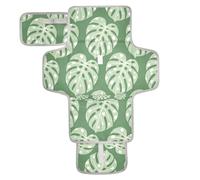 xigua Green Monstera Leaves Portable Diaper Changing Pad, Waterproof Baby Changing Mat with Storage Pocket & Built-in Pillow, Foldable Travel Pad, Newborn Gift Set for Boy Girl