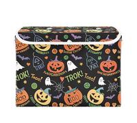 xigua Halloween Ghost Pumpkin Ghosts Storage Bins with Lids and Carrying Handle,Foldable Storage Boxes Organizer Containers Baskets Cube with Cover for Home Bedroom Closet Office