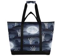 xigua Halloween Tomb Horror Hand Skull Insulated Reusable Grocery Bags, Large Heavy Duty Shopping Tote, Foldable Cooler Bag with Handles for Fruit Vegetable Clothes Toys and Picnic290