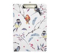 xigua Hand Painted Flowers Birds Pattern Clipboard Cute Design Letter Size Clipboard A4 Standard with Low Profile Metal Clip for Students, Classroom, Office, Women, Kids, 12.5'' x 9''