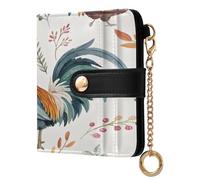 xigua Handsome Rooster Wallet for Women, Small Slim PU Leather Credit Card Wallets RFID Blocking Bifold, Zipper Coin Pocket Purse