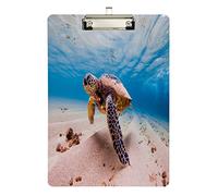 xigua Hawaiian Green Turtle Clipboard Cute Design Letter Size Clipboard A4 Standard Size 9 x 12.5 Inch with Low Profile Metal Clip for Students, Classroom, Office, Women, Kids