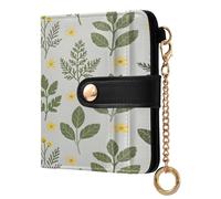 xigua Herbal Pattern Wallet for Women, Small Slim PU Leather Credit Card Wallets RFID Blocking Bifold, Zipper Coin Pocket Purse