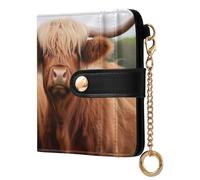 xigua Highland Cows Wallet for Women, Small Slim PU Leather Credit Card Wallets RFID Blocking Bifold, Zipper Coin Pocket Purse