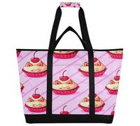 xigua Ice Cream Cake Insulated Reusable Grocery Bags, Large Heavy Duty Shopping Tote, Foldable Cooler Bag with Handles for Fruit Vegetable Clothes Toys and Picnic581