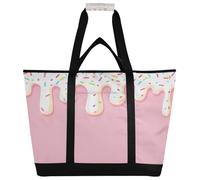 xigua Ice Cream Insulated Reusable Grocery Bags, Large Heavy Duty Shopping Tote, Foldable Cooler Bag with Handles for Fruit Vegetable Clothes Toys and Picnic579