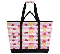 xigua Ice Cream Insulated Reusable Grocery Bags, Large Heavy Duty Shopping Tote, Foldable Cooler Bag with Handles for Fruit Vegetable Clothes Toys and Picnic7