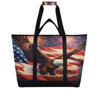 xigua Independence Day Eagles Insulated Reusable Grocery Bags, Large Heavy Duty Shopping Tote, Foldable Cooler Bag with Handles for Fruit Vegetable Clothes Toys and Picnic585