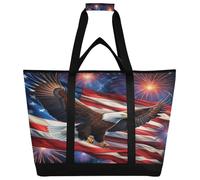 xigua Independence Day Eagles Insulated Reusable Grocery Bags, Large Heavy Duty Shopping Tote, Foldable Cooler Bag with Handles for Fruit Vegetable Clothes Toys and Picnic582