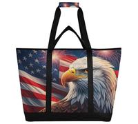 xigua Independence Day Eagles Insulated Reusable Grocery Bags, Large Heavy Duty Shopping Tote, Foldable Cooler Bag with Handles for Fruit Vegetable Clothes Toys and Picnic584