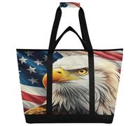 xigua Independence Day Eagles Insulated Reusable Grocery Bags, Large Heavy Duty Shopping Tote, Foldable Cooler Bag with Handles for Fruit Vegetable Clothes Toys and Picnic583