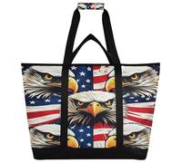 xigua Independence Day Eagles Insulated Reusable Grocery Bags, Large Heavy Duty Shopping Tote, Foldable Cooler Bag with Handles for Fruit Vegetable Clothes Toys and Picnic586