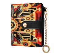 xigua Indian Pattern Wallet for Women, Small Slim PU Leather Credit Card Wallets RFID Blocking Bifold, Zipper Coin Pocket Purse