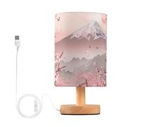 xigua Japanese Sakura Pagoda Eye Care Bedside Table Lamp,Touch Control Nightstand Bedroom Lamp with USB Ports,LED Desk Night Light for Living Room Office