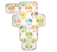 xigua Kawaii Rainbow Pup Portable Diaper Changing Pad, Waterproof Baby Changing Mat with Storage Pocket & Built-in Pillow, Foldable Travel Pad, Newborn Gift Set for Boy Girl