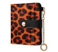 xigua Lava Leopard Print Wallet for Women, Small Slim PU Leather Credit Card Wallets RFID Blocking Bifold, Zipper Coin Pocket Purse