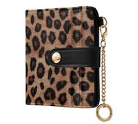 xigua Leopard Classic Print Wallet for Women, Small Slim PU Leather Credit Card Wallets RFID Blocking Bifold, Zipper Coin Pocket Purse