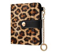 xigua Leopard Print Brown Wallet for Women, Small Slim PU Leather Credit Card Wallets RFID Blocking Bifold, Zipper Coin Pocket Purse