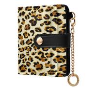 xigua Leopard Print Wallet for Women, Small Slim PU Leather Credit Card Wallets RFID Blocking Bifold, Zipper Coin Pocket Purse