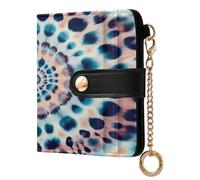 xigua Leopard Tie Dye Wallet for Women, Small Slim PU Leather Credit Card Wallets RFID Blocking Bifold, Zipper Coin Pocket Purse