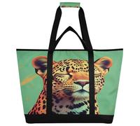 xigua Leopard with Closed Eyes Insulated Reusable Grocery Bags, Large Heavy Duty Shopping Tote, Foldable Cooler Bag with Handles for Fruit Vegetable Clothes Toys and Picnic8