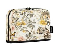 xigua Leopards and Yellow Flowers Big Capacity Pencil Case Large Pencil Pen Pouch Bag for School College Office Organizer for Student Teens Girls Adults595