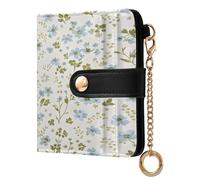xigua Light Wildflowers Wallet for Women, Small Slim PU Leather Credit Card Wallets RFID Blocking Bifold, Zipper Coin Pocket Purse