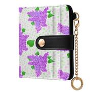 xigua Lilac Floral Pattern Wallet for Women, Small Slim PU Leather Credit Card Wallets RFID Blocking Bifold, Zipper Coin Pocket Purse