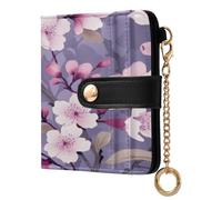 xigua Lilac Flowers Wallet for Women, Small Slim PU Leather Credit Card Wallets RFID Blocking Bifold, Zipper Coin Pocket Purse