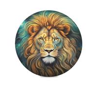 xigua Lion Head on Starry Round Placemats - 6 Pack Non-Slip Table Mat, Heat and Stain Resistant Placemat for Table Home Decoration