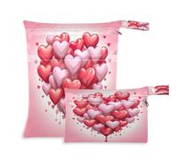 xigua Love Balloon Wet Bag Nappy Bag,2 PCS Wet Dry Bag, Reusable Bags,Waterproof Washable Hanging Bag for Baby Diaper Travel Beach Pool Daycare Gym Bag