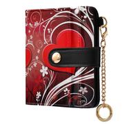 xigua Love Heart Valentine's Day Wallet for Women, Small Slim PU Leather Credit Card Wallets RFID Blocking Bifold, Zipper Coin Pocket Purse