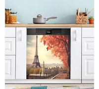 xigua Magnetic Dishwasher Stickers Autumn Eiffel Tower Kitchen Dishwasher Cover Sticker, Panel Decal Home Decor Cabinet Appliances Stickers 23in W x 26in H